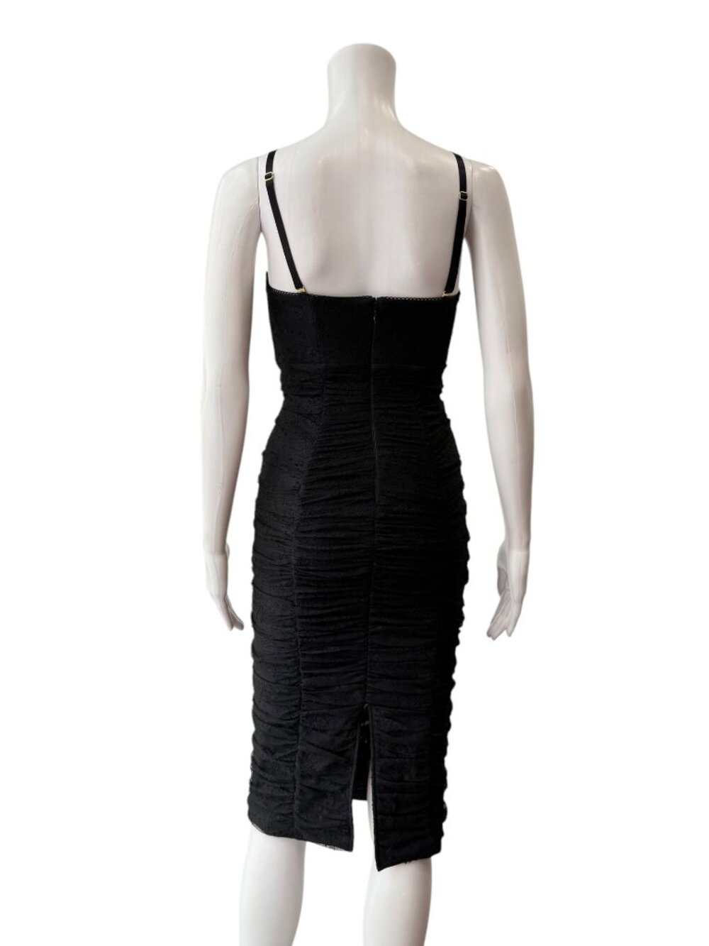 $695 NWT L'Agence Black Senna Lace Bustier Ruched Midi Dress size XS - Picture 6 of 10
